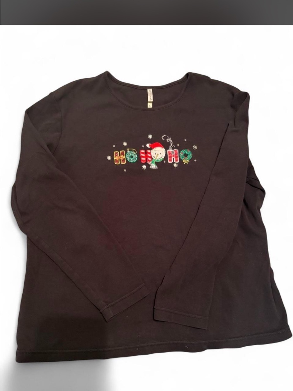 ❄️ VINTAGE Y2K WHITE STAG EMBROIDERED CHRISTMAS HO HO HO TOP ⛄